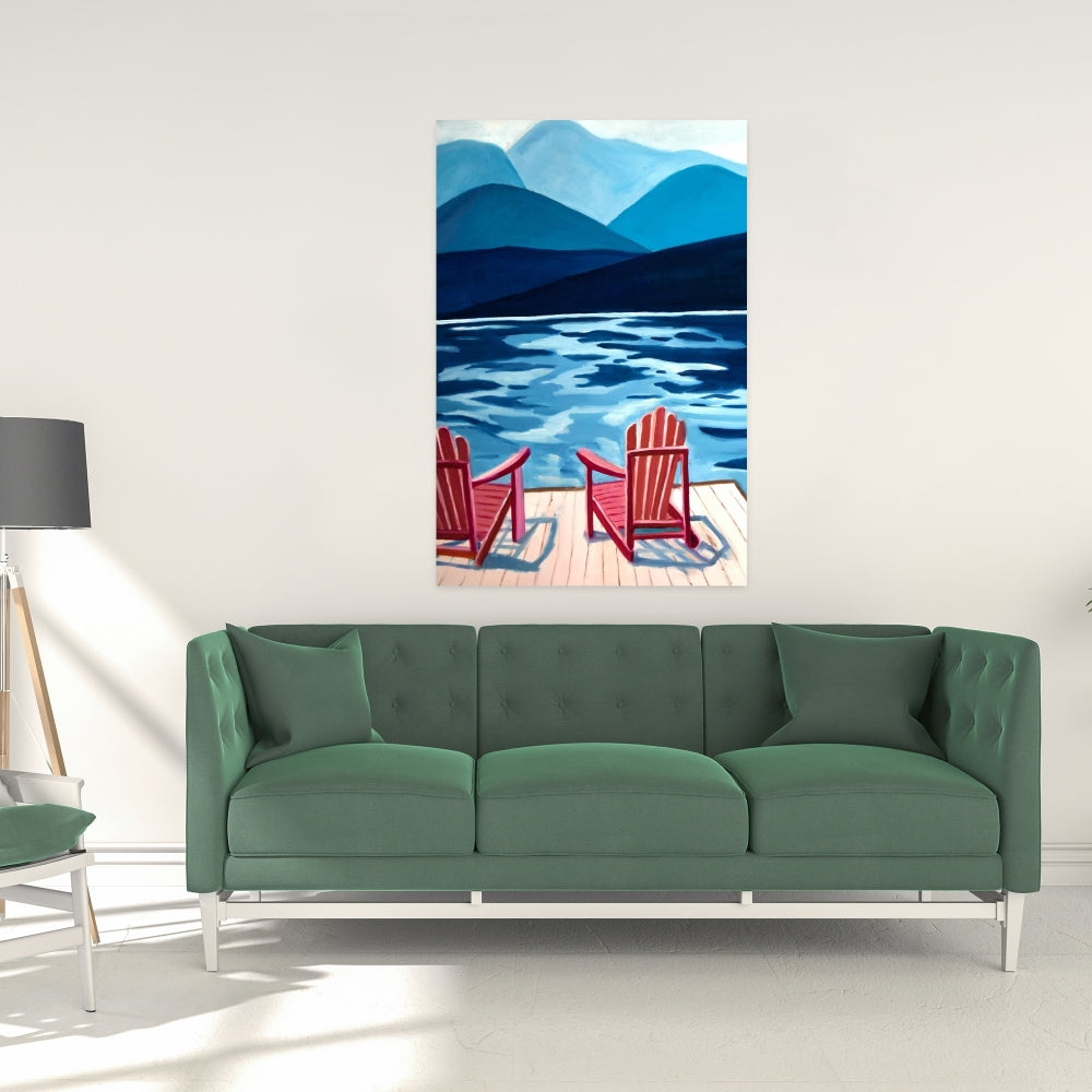 Toile Lac et Montagne | Décoration murale pour chambre | Décoration d'intérieur