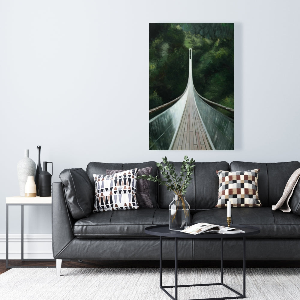 Steep Bridge Canvas | Bedroom Trees Brown Wall Art Decor