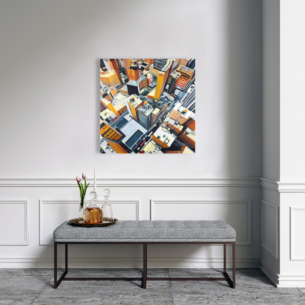 High Top View of NYC Buildings Canvas - Industrial Home Decor