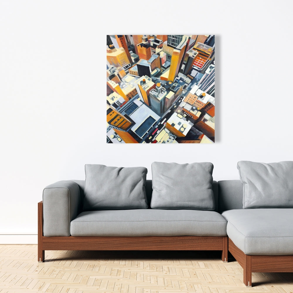 High Top View of NYC Buildings Canvas - Industrial Home Decor