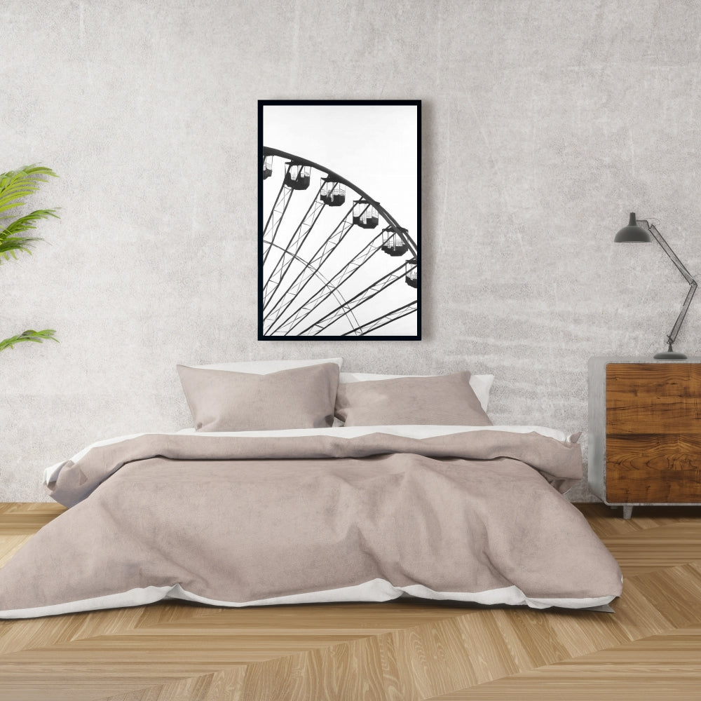 White Framed Canvas - Quarter of a Ferris Wheel - Bedroom Decor
