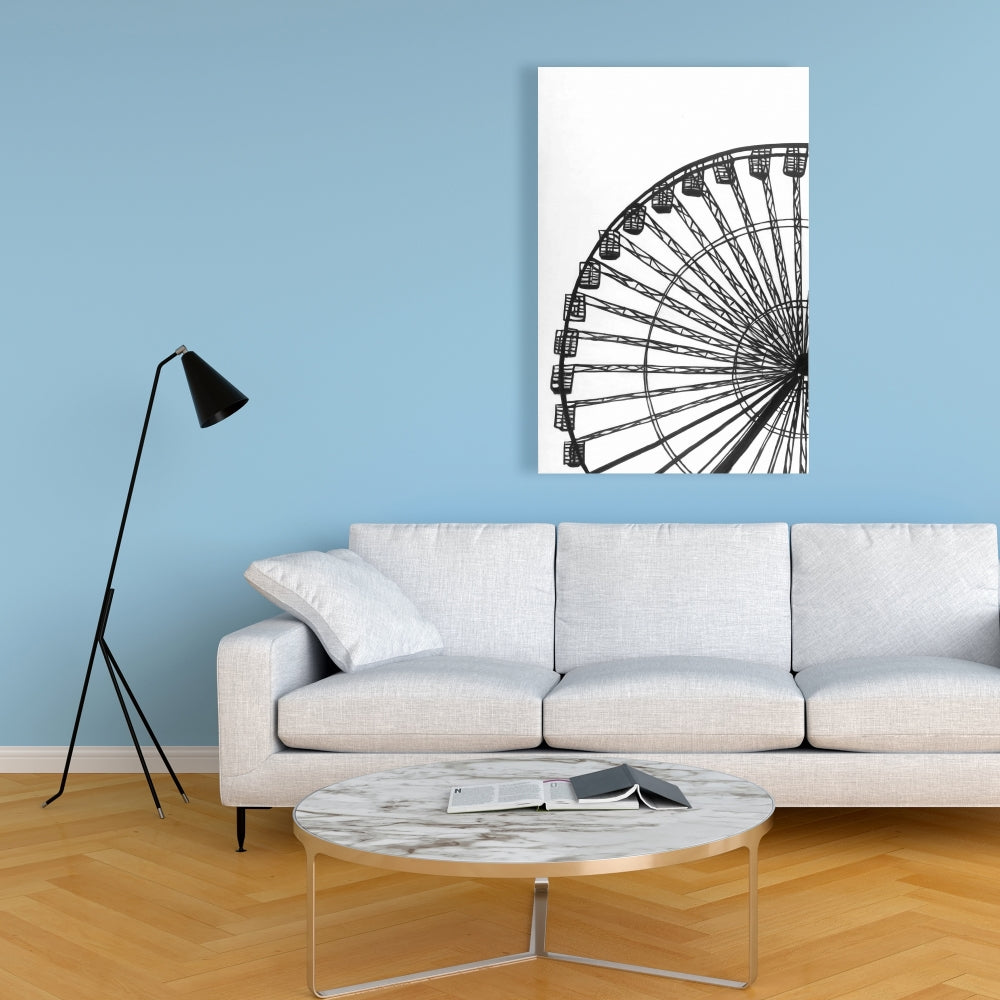 Monochrome Ferris Wheel Canvas | Architecture Home Decor