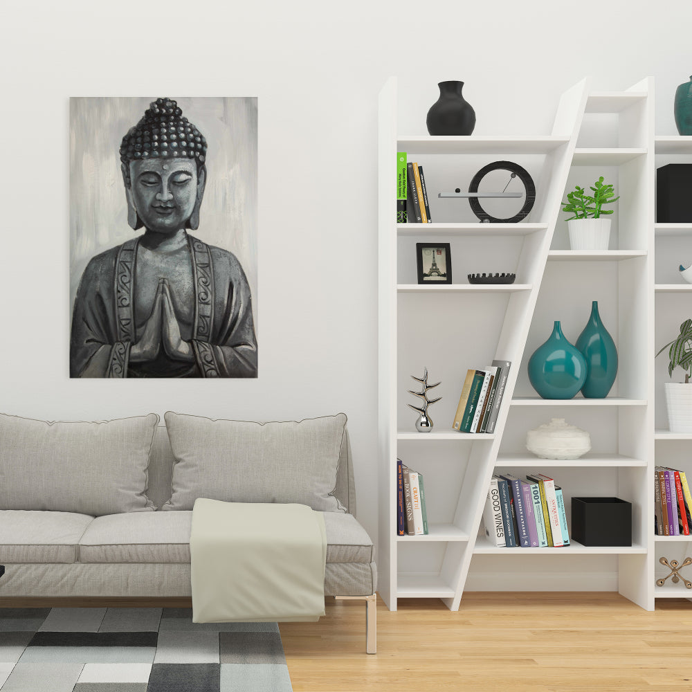 Asian Bedroom Gray Canvas Buddha - Home Decor Wall Art