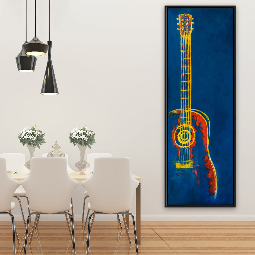 Modern Blue Abstract Guitar Canvas | Living Room Decor