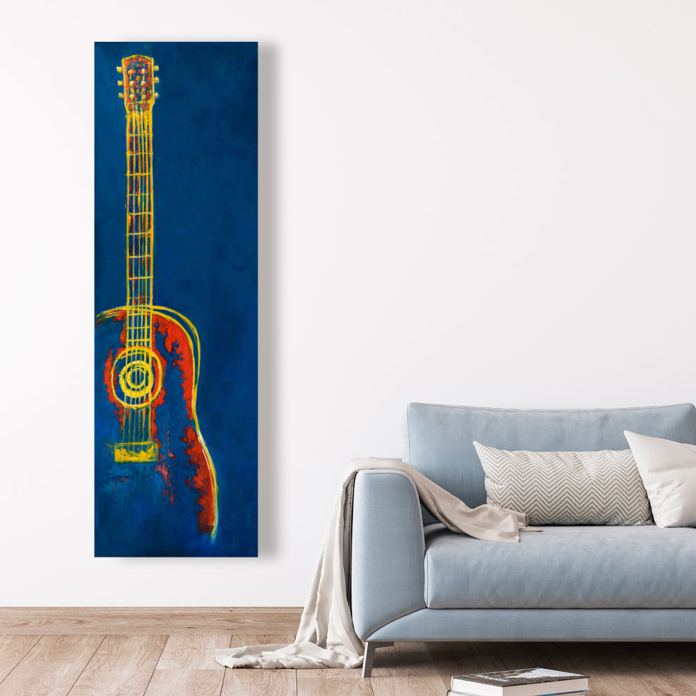 Modern Blue Abstract Guitar Canvas | Musical Home Decor