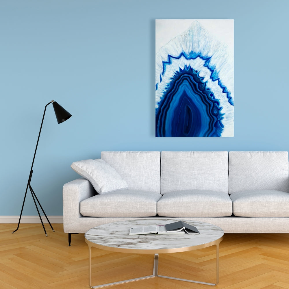 Blue Agate Geode Slice Canvas - Contemporary Bedroom Decor