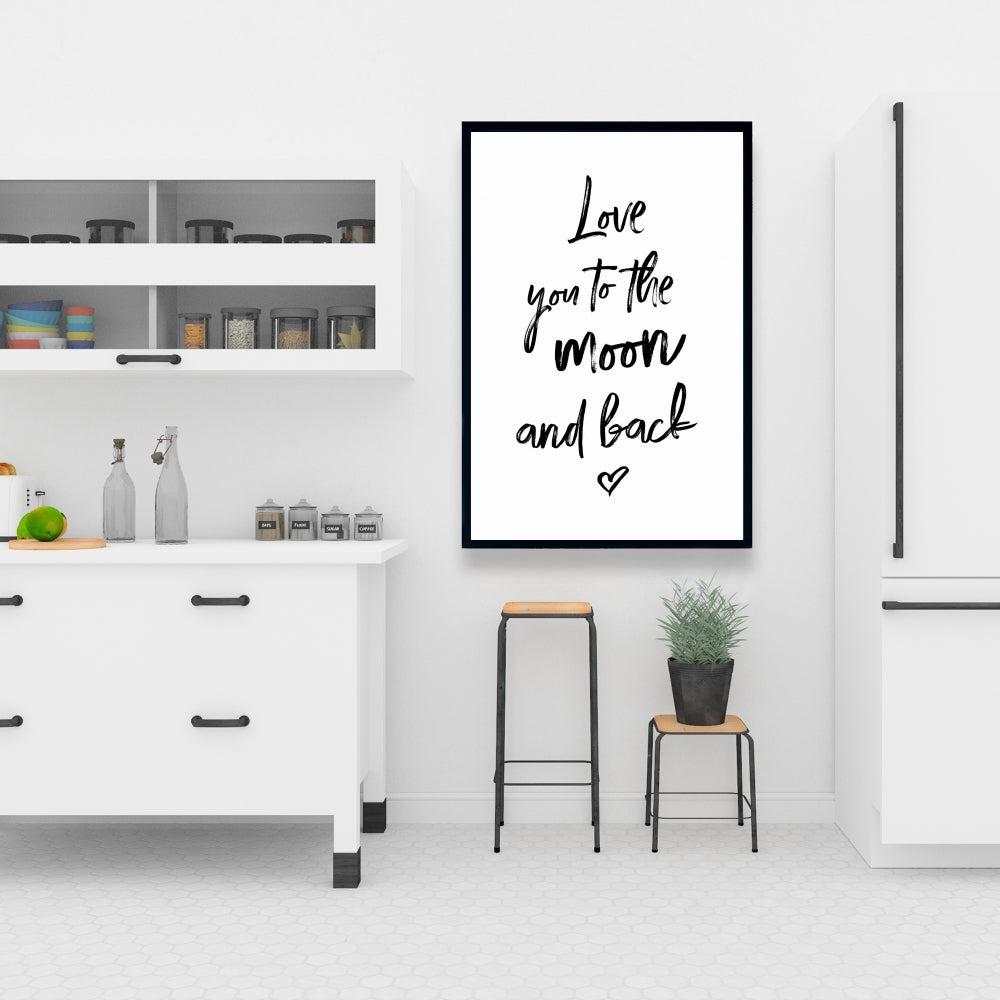 Je t'aime jusqu'à la lune et retour | Décoration romantique sur toile encadrée