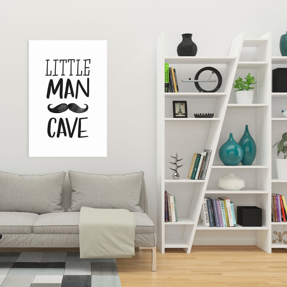 Little Man Cave Canvas | White Monochrome Home Decor Art