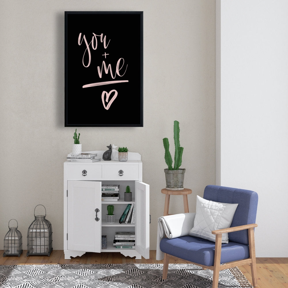 You + Me Motivational Black Bedroom Framed Canvas | Home Decor