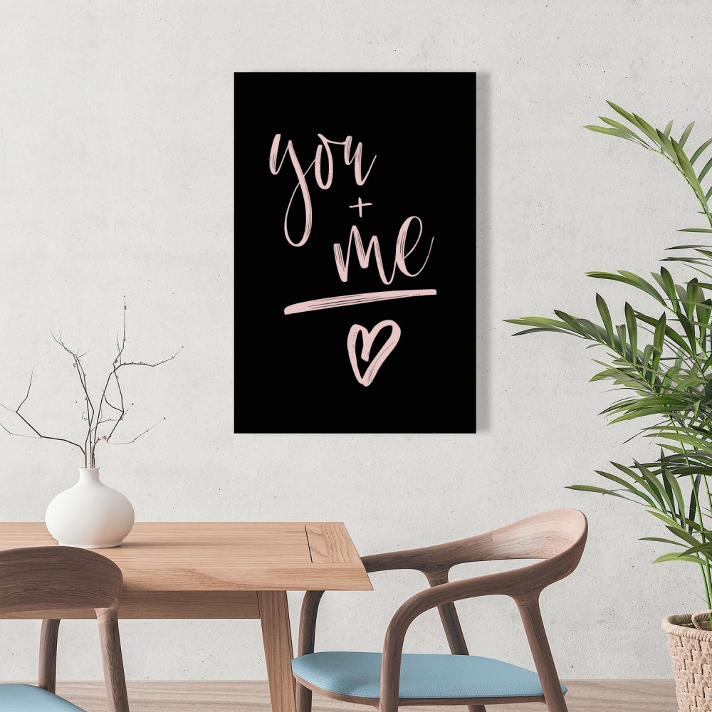 Black Bedroom Canvas - You + Me Motivational Home Decor Art