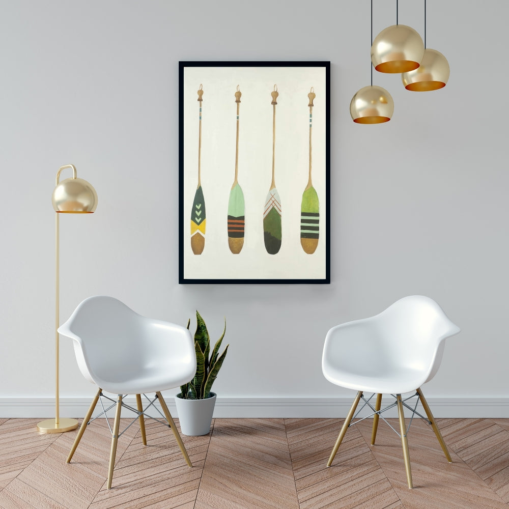 Toile encadrée colorée avec rames nautiques - Hobbies Brown Decor