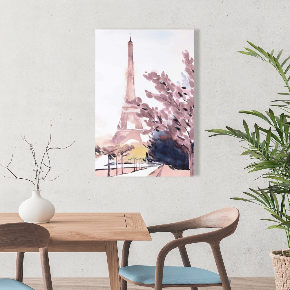 Blue Romantic Paris & Eiffel Scene Canvas | Home Decor Art