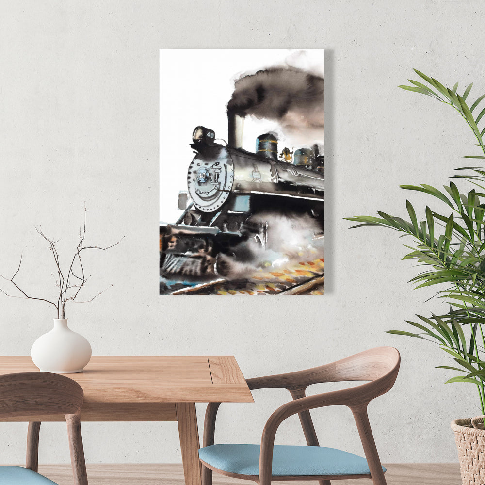 Toile vintage Train à vapeur | Décoration de salon industriel