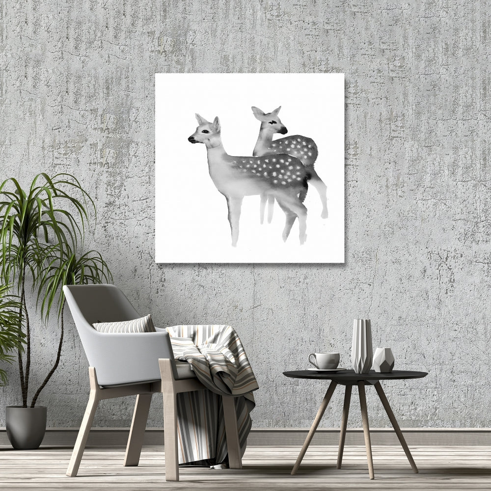White Animals Rustic Canvas - Faon Black and White Home Decor
