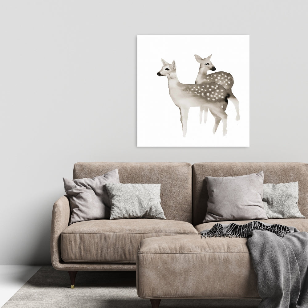 Brown Fawns Deer Canvas - Home Decor for Bedroom Walls