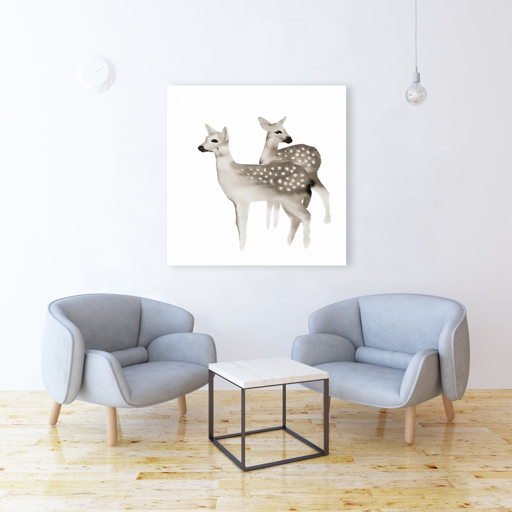 Brown Fawns Deer Canvas - Home Decor for Bedroom Walls