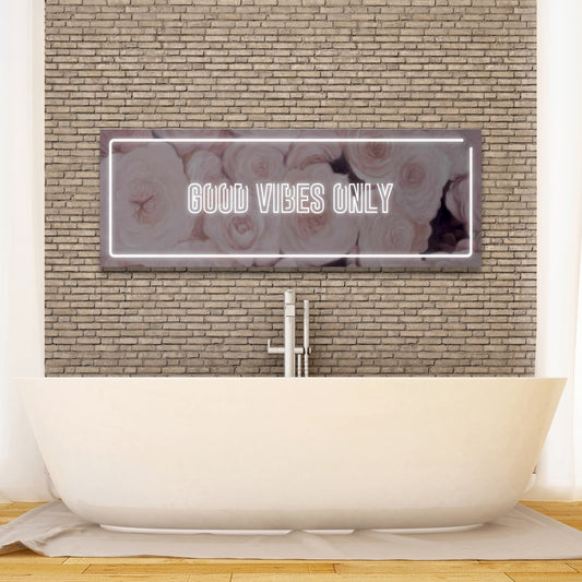 Modern White Canvas - Good Vibes Only Roses | Home Decor