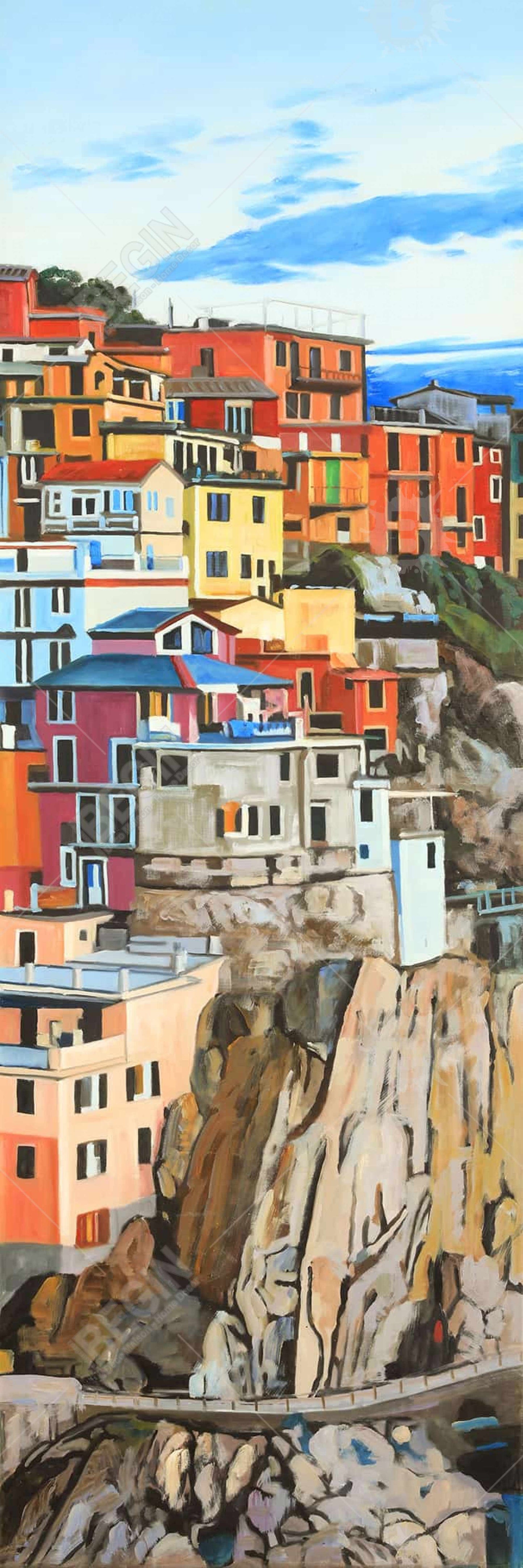 View of Manarola Italy | Exotic Framed Canvas Home Decor