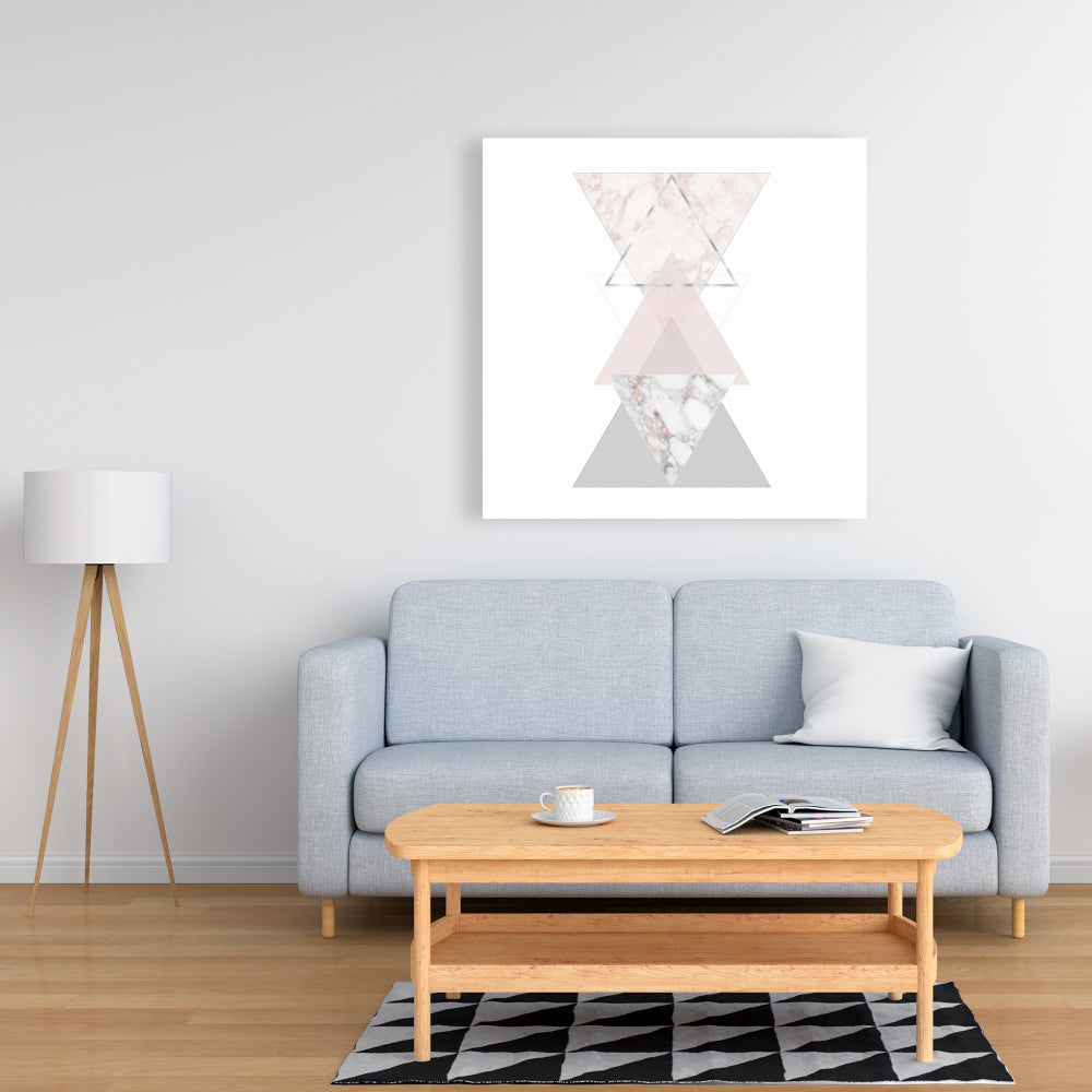 Geometric Art Gray Canvas - Stylish Shapes Bedroom Decor