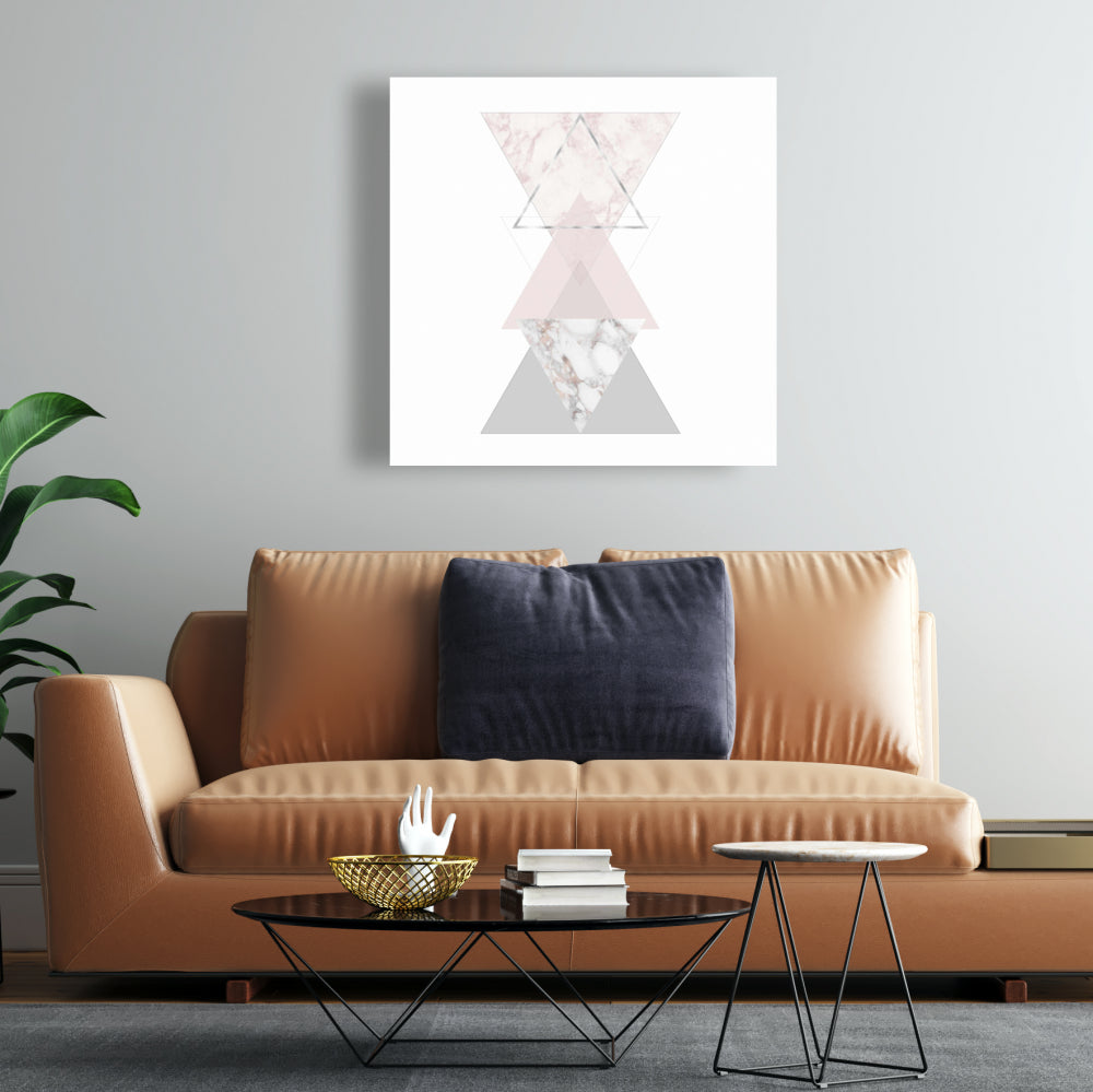 Geometric Art Gray Canvas - Stylish Shapes Bedroom Decor