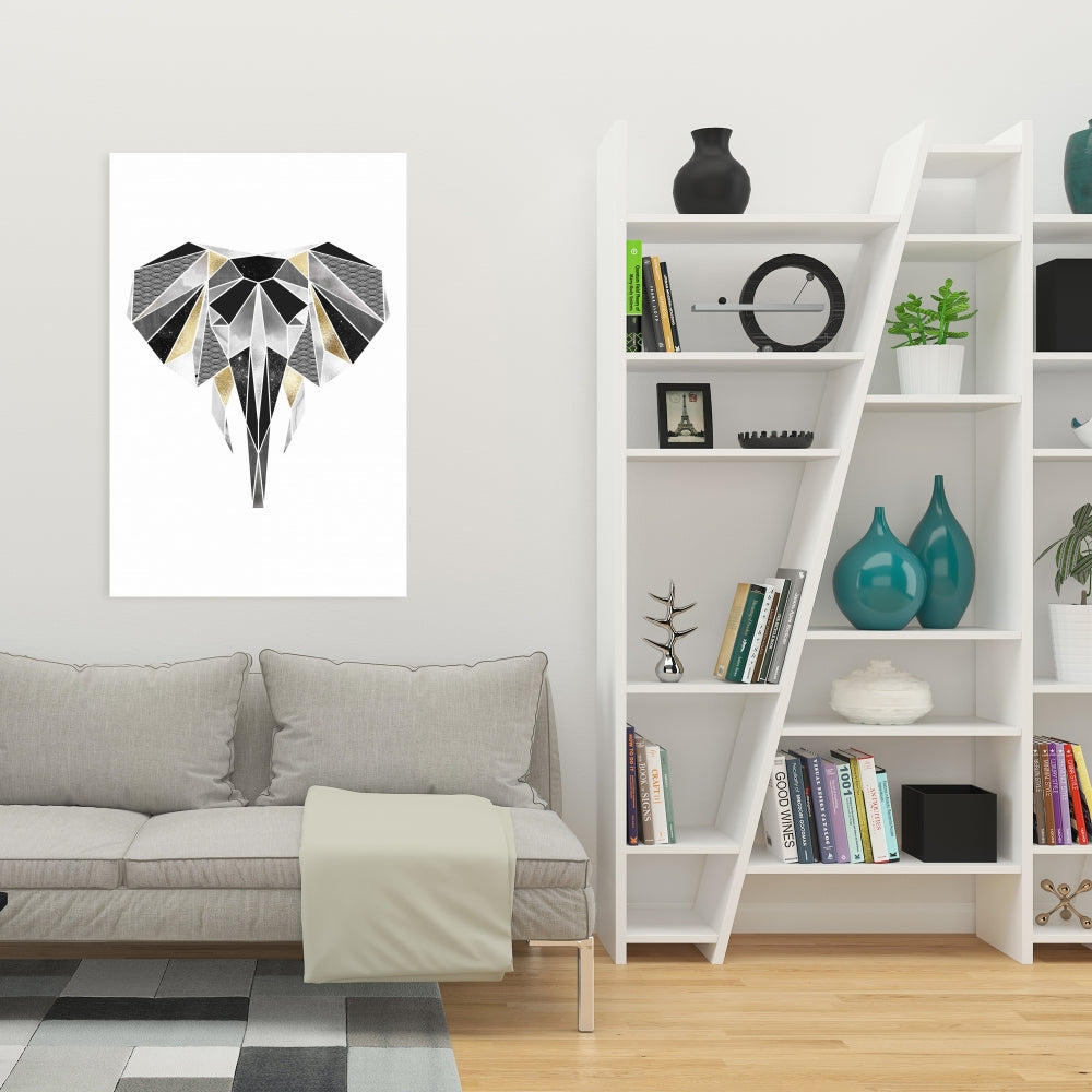 Geometric Elephant Gray Canvas | Home Decor Wall Art