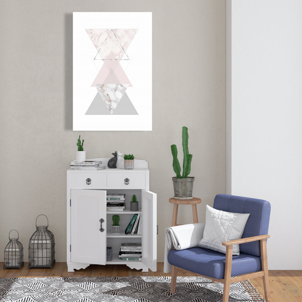 Geometric Art Gray Canvas - Stylish Shapes Bedroom Decor