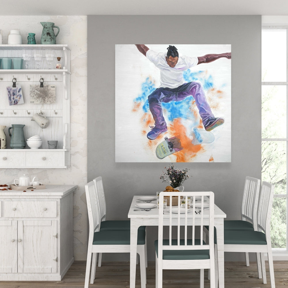 Toile de chambre à coucher « American Blue Skater » | Décoration d'intérieur