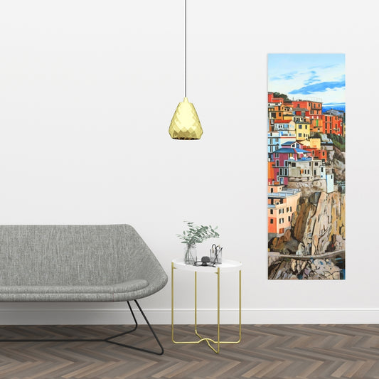 Exotic Bedroom Blue Canvas - View of Manarola Italy Decor