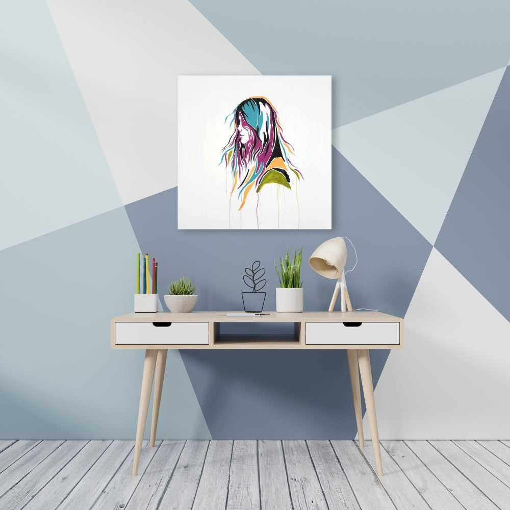 Graffiti Street Art Woman Pink Canvas | Bedroom Wall Decor