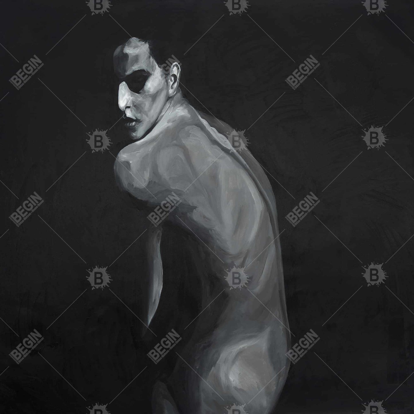 Denuded White Figurative Monochrome Canvas | Home Decor Art