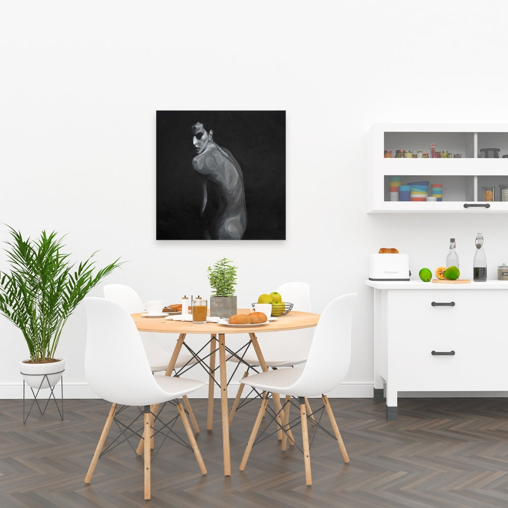 Denuded White Figurative Monochrome Canvas | Home Decor Art