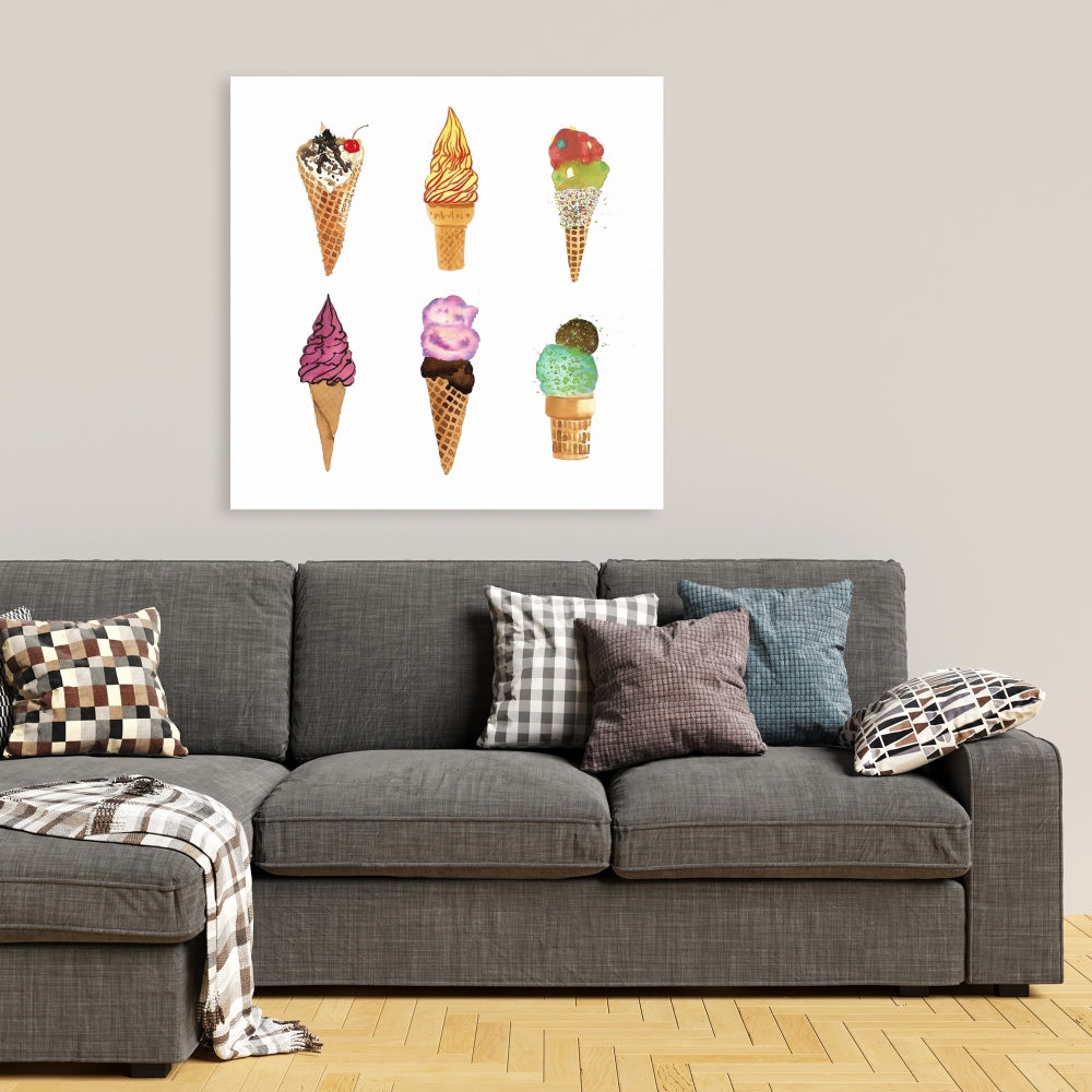 Ice Cream Cones Canvas | Kitchen Wall Art Decor