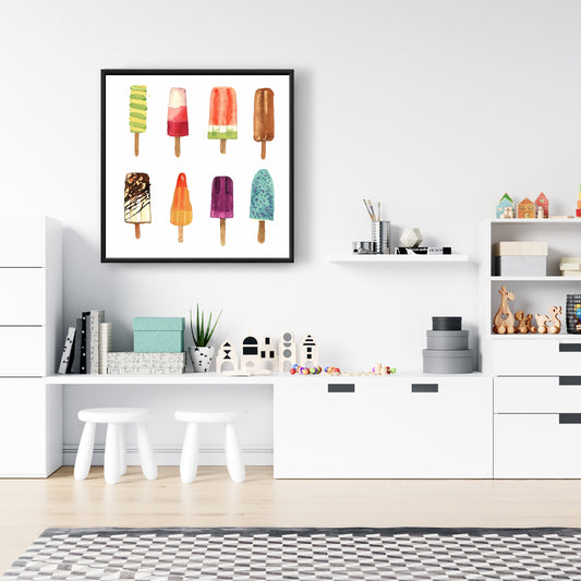 Toile de cuisine orange avec sucette glacée | Décoration murale