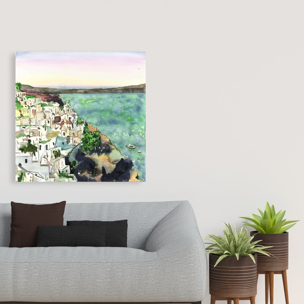 Toile turquoise marine, paysage de Crète – Décoration d'intérieur