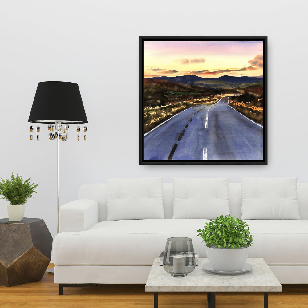Blue Contemporary Canvas - On the Road to Scotland | Home Decor