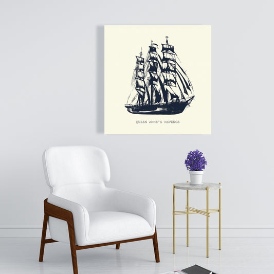 Old Boat Marine Canvas | Blue Living Room Wall Art Decor