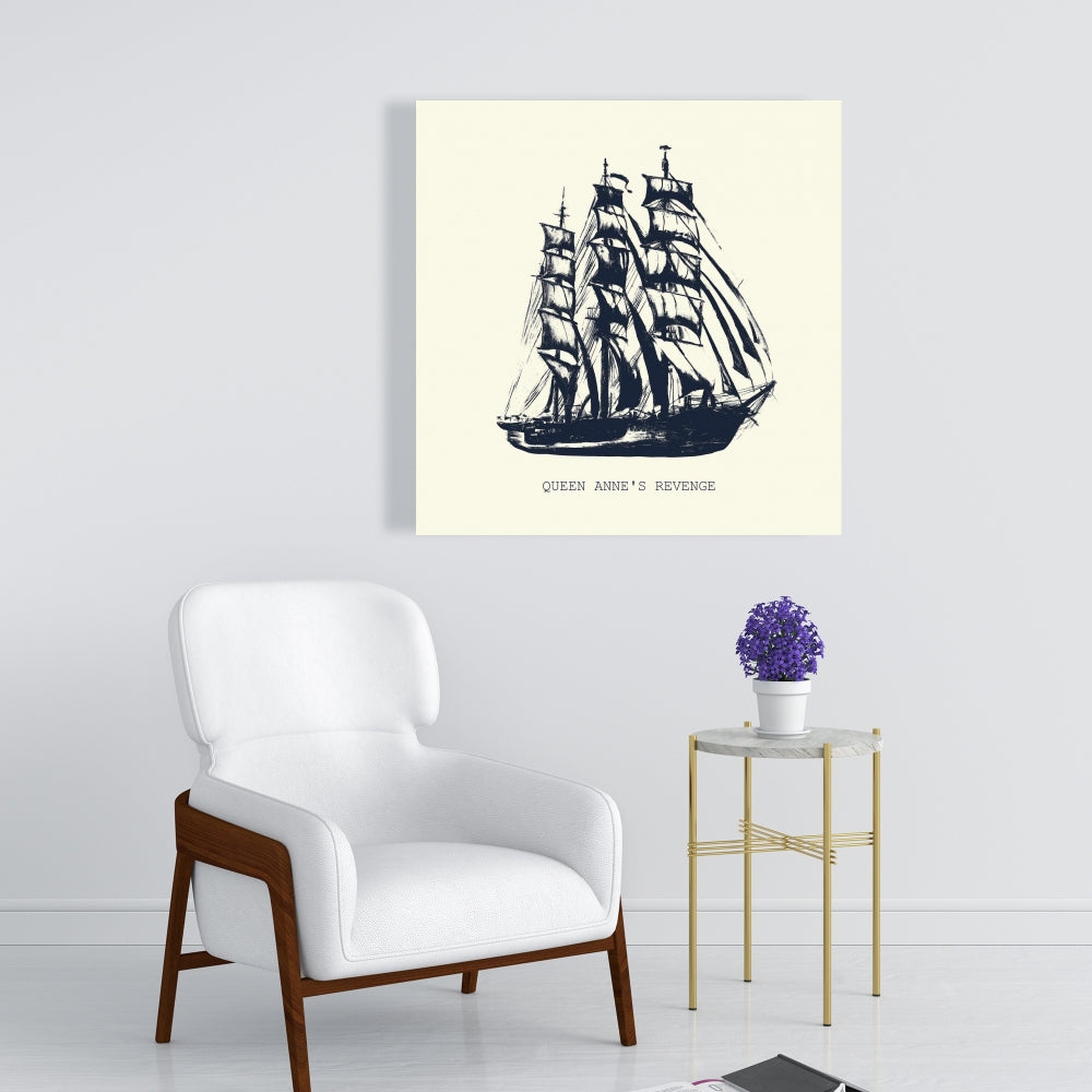 Old Boat Marine Canvas | Blue Living Room Wall Art Decor