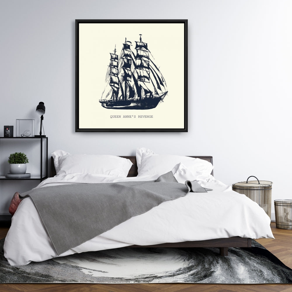 Toile côtière représentant un vieux bateau – Décoration murale nautique pour la maison
