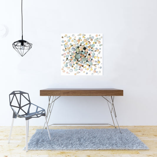 Toile minimaliste abstraite bleue – Décoration d'intérieur Little Bubbles