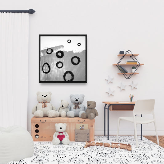 Toile encadrée déconstruite à motifs abstraits blancs - Décoration d'intérieur