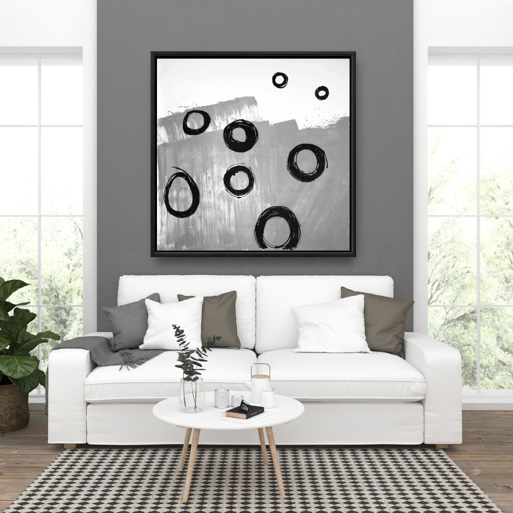 Toile encadrée déconstruite à motifs abstraits blancs - Décoration d'intérieur