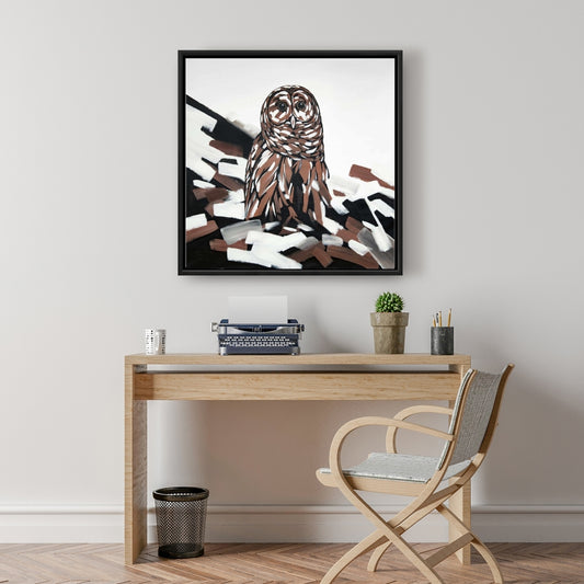 Tawny Owl Bird Rustic Bedroom Canvas | Home Decor Framed Art