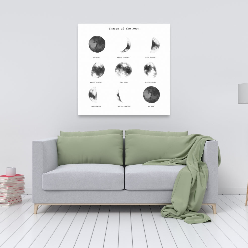 Phases of the Moon Canvas | Minimalist Space Home Decor