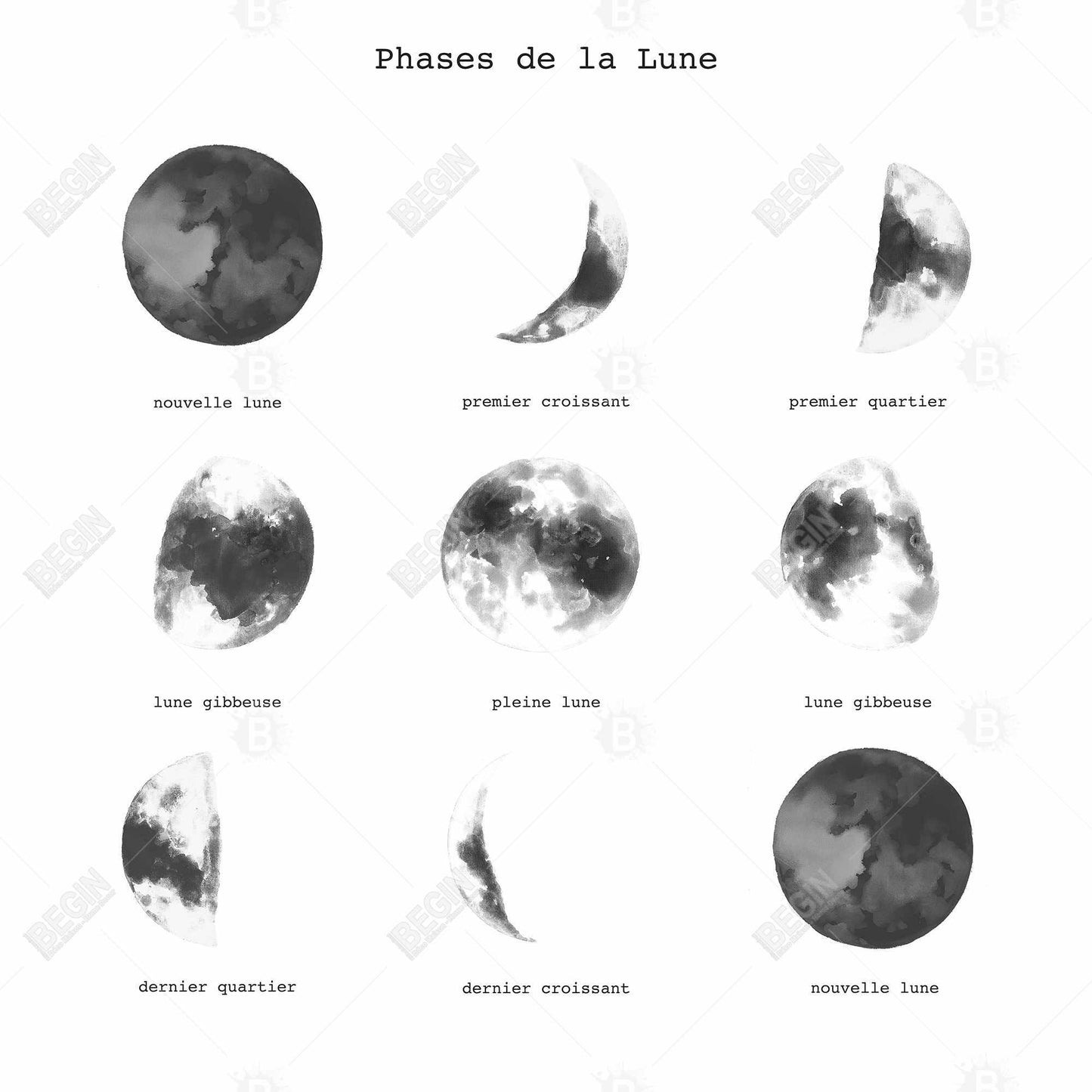 Phases of the Moon Canvas - Minimalist Earth & Galaxy Decor