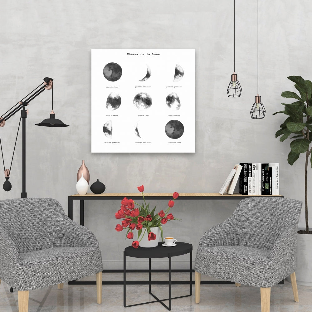 Phases of the Moon Canvas - Minimalist Earth & Galaxy Decor