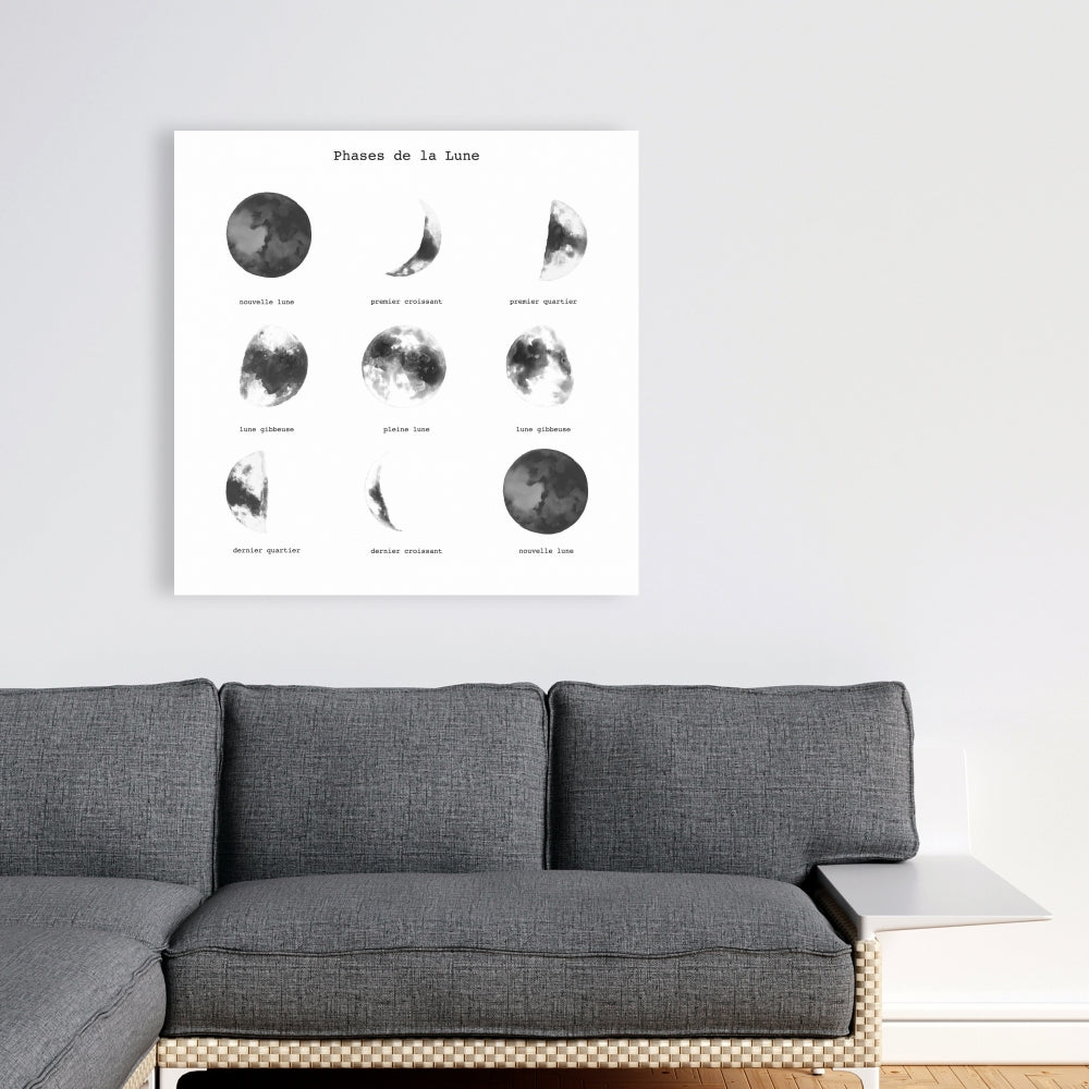 Phases of the Moon Canvas - Minimalist Earth & Galaxy Decor