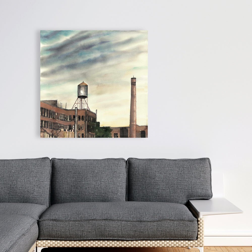 Blue Livingroom Industrial Canvas | Water Tower New York Decor
