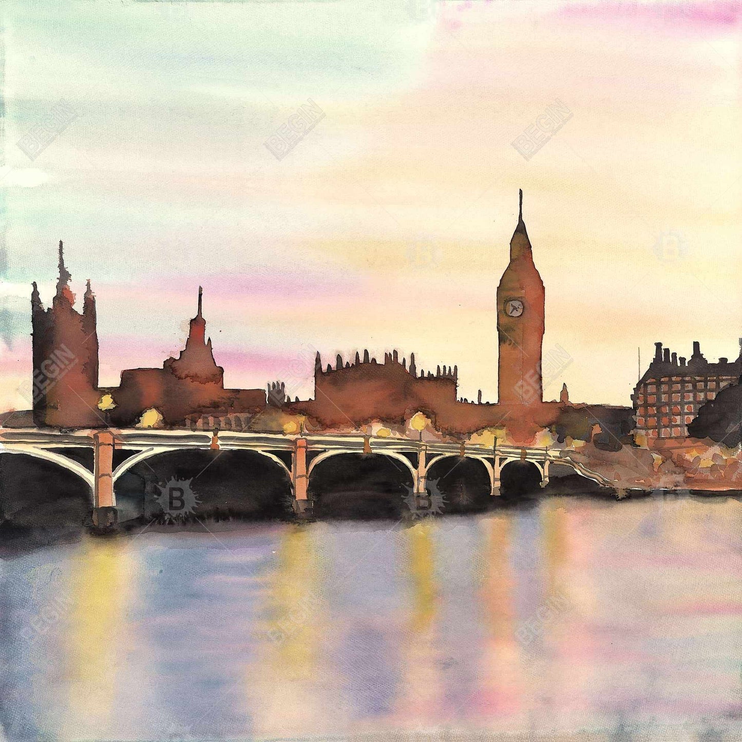 Sunset on the Big Ben | Blue Cities Canvas | Home Decor