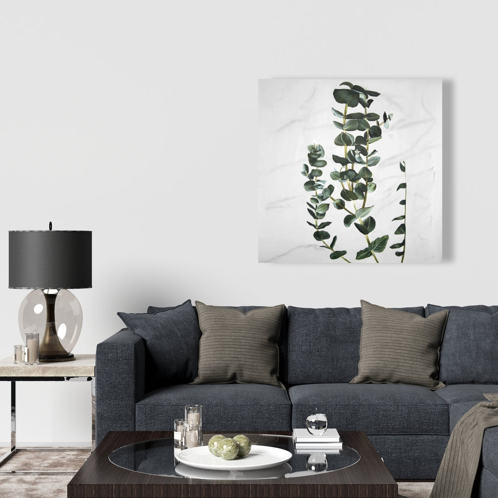 Eucalyptus Stems Green Minimalist Canvas - Bedroom Wall Decor