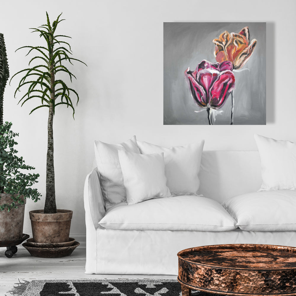 Toile Tulipes abstraites | Décoration murale florale et botanique pour la cuisine
